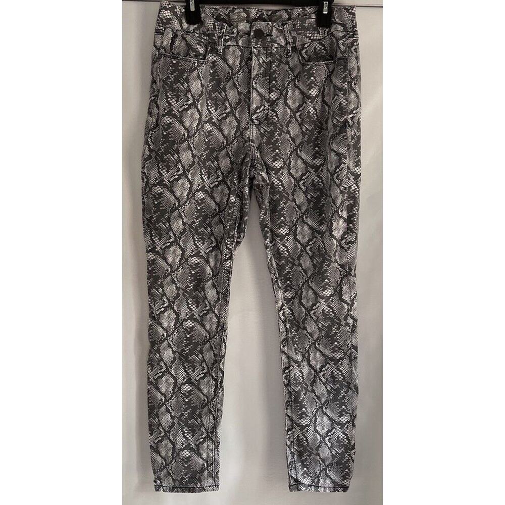 Seven7 Women's Monochrome Snake Print Straight Leg Jeans